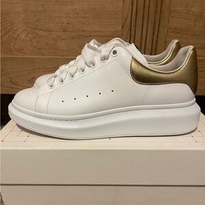 Alexander McQueen White and Gold Sneakers